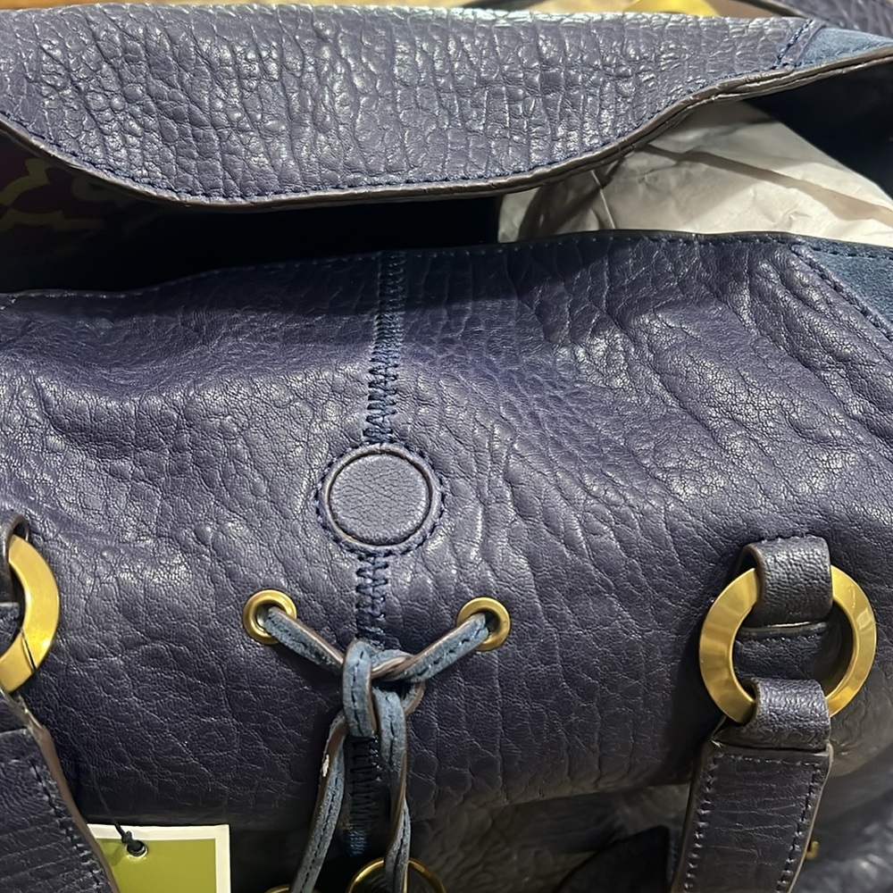 orYANY Navy Leather and Suede Satchel NWT - Picture 8 of 9